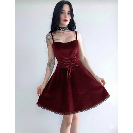 GOTİK ELBİSE BORDO KADİFE