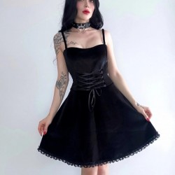 GOTİK ELBİSE SİYAH KADİFE